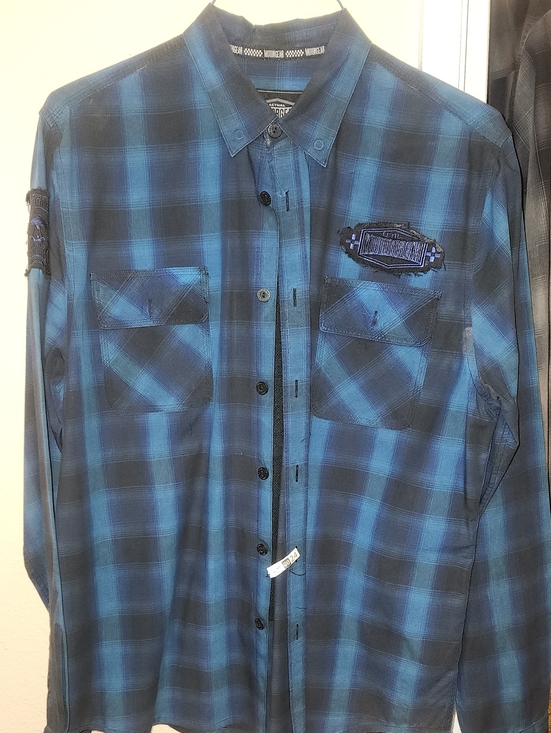 Harley-Davidson lethal threat Other - Men's Blue Plaid Button-Down Shirt